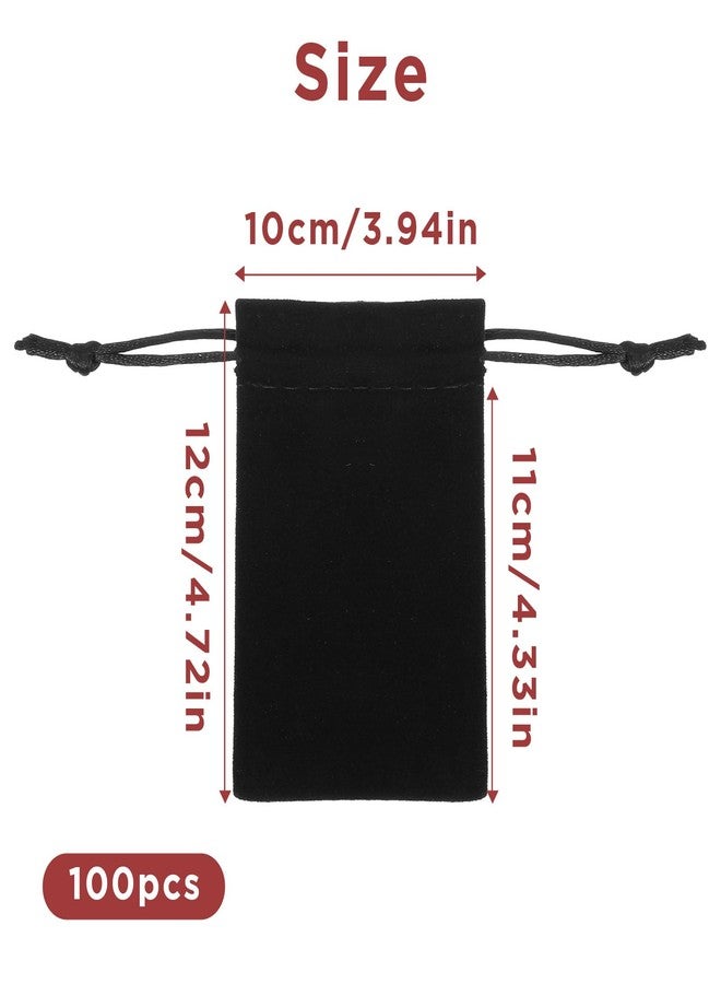 Pafeooui 100pcs Black Velvet Drawstring Jewelry Pouches, 4” x 4.8” Small Gift Bags for Wedding Favors, Jewelry Storage, Party Treats & Travel Organizer - Image 2